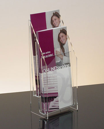Acrylic 2-Pocket Counter Brochure Leaflet Holder