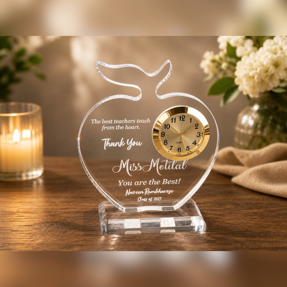 Engraved Acrylic Apple Clock Token