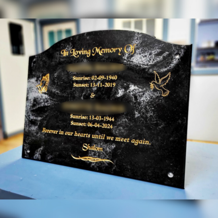 Black Cultured Marble Headstone - 20" x 16"