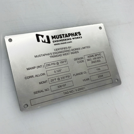 "Certified By" Stainless Steel Nameplate