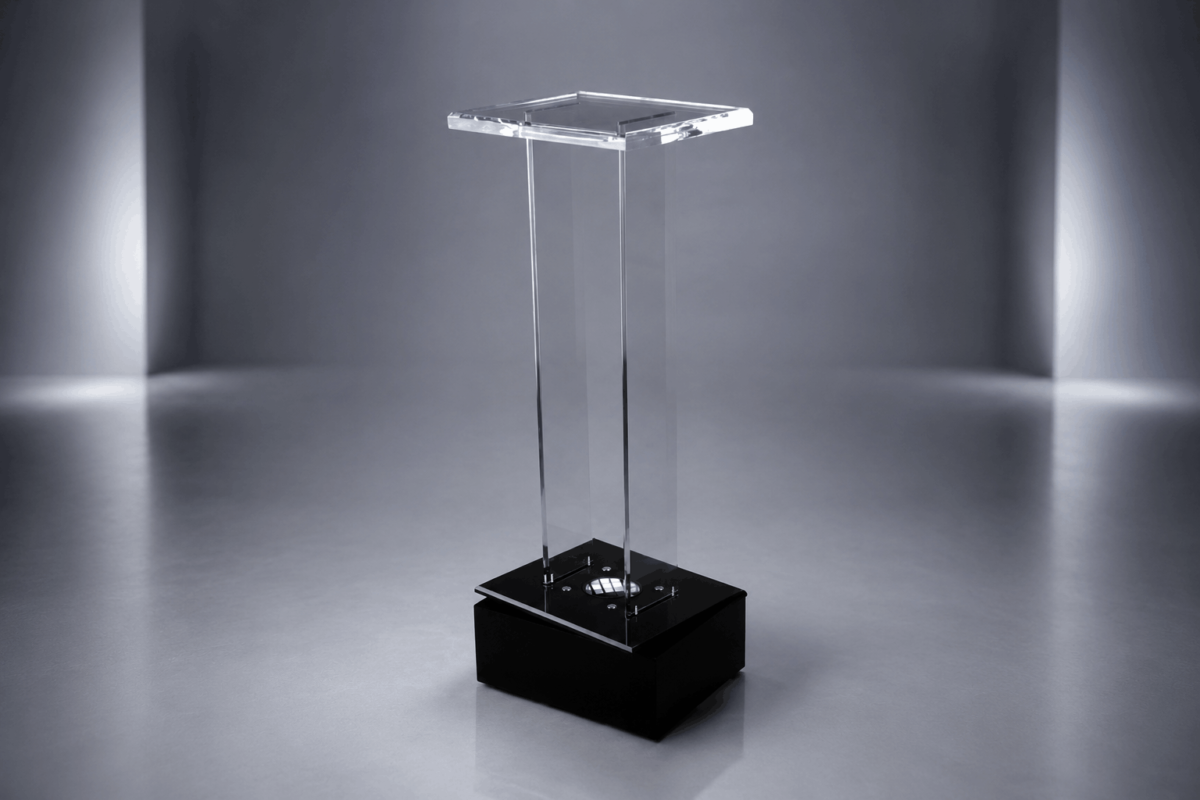 Custom acrylic lectern for presentation events